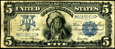 USA Silver Certificates 5 dollars 1899
