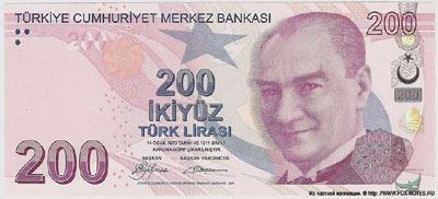 Турция банкнота 200 турецких лир 2009