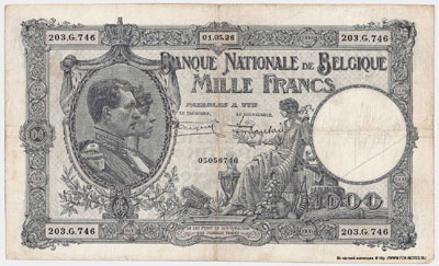 Banque Nationale de Belgique 1000 francs 1926