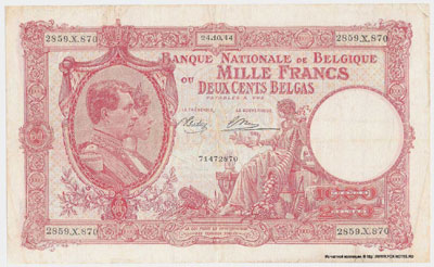 Banque Nationale de Belgique 1000 francs 1944