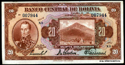 BANCO CENTRAL DE BOLIVIA 20 peso 1928