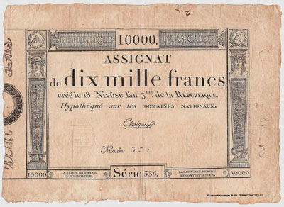 République française Assignat 10000 francs