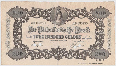 DE NEDERLANDSCHE BANK 200 Gulden 1918