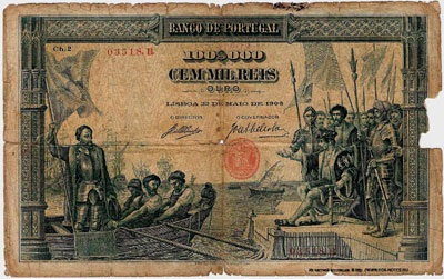  BANCO DE PORTUGAL 100 mil reis 1908