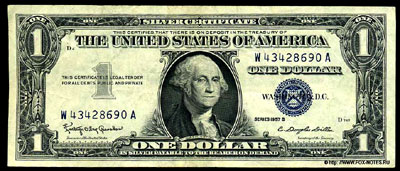 US Silver Certificates 1 dollar Series of 1957 