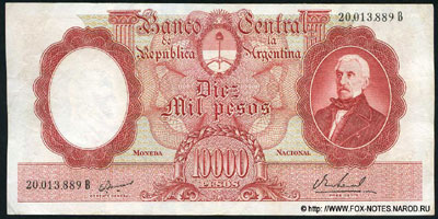 BANCO CENTRAL de la República Argentina 10000 peso 1964