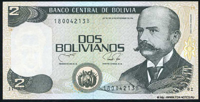 BANCO CENTRAL DE BOLIVIA 2 peso 1986