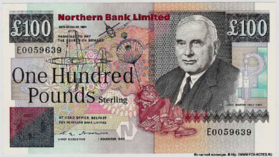 NORTHERN BANK LIMITED 100 pounds 1990