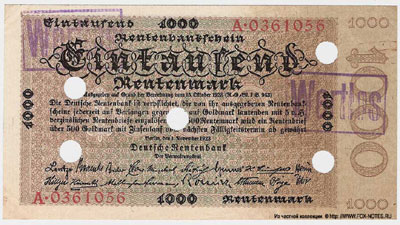 Deutsches Reich 1000 рентных марок 1924