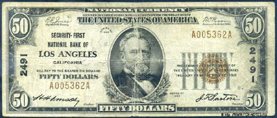 Security-First National Bank of Los Angeles 50 dollars Series 1929