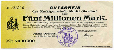 Marktgemeinde Markt Oberdorf 5000000 mark 1923