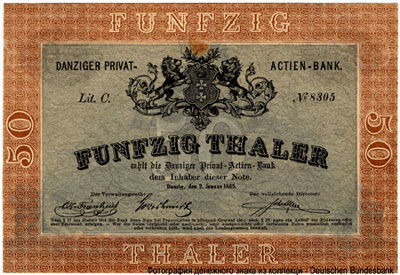 Danziger Privat-Actien Bank  50 Thaler 1865