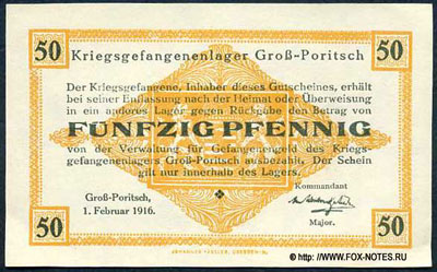 Kriegsgefangenenlager Gross-Poritsch 50 pfennig