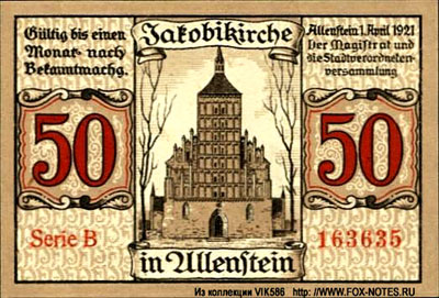 Stadt Allenstein 50 pfennig