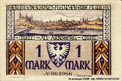 Sparkasse Arnsberg Notgeld 1 Mark 1922. NOTGELD