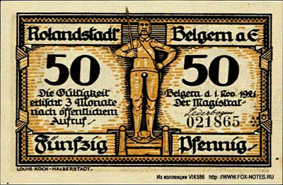 Rolandstadt Belgern a.E. 50 pfennig