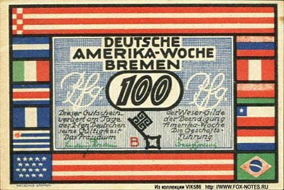 Deutsche Amerika-Woche Bremen 100 pfennig