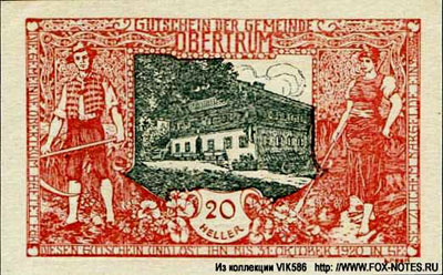 Notgeld Österreich Gemeinde Obertrum 20 heller 1920