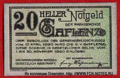 Marktgemeinde Gaflenz 20 Heller Notgeld