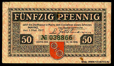 Stadtkasse Mainz 50 pfennig