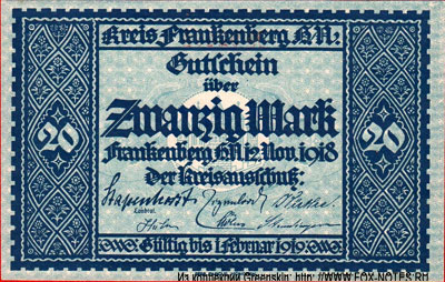Kreis Frankenberg 20 Mark 1918 Notgeld