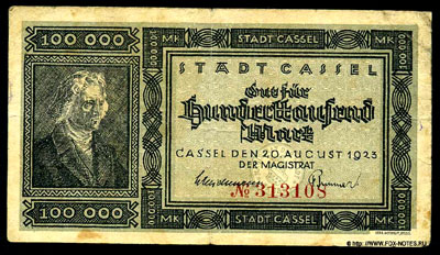 Stadt Cassel 100000 Mark 1923