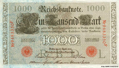 германия банкнота 1000 марок 1910