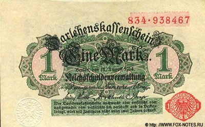 германия банкнота 1 марка 1914