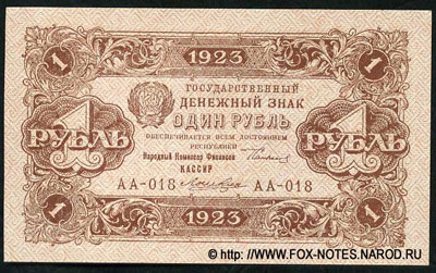 Государственный денежный знак. Образца 1923г. 1 выпуск.