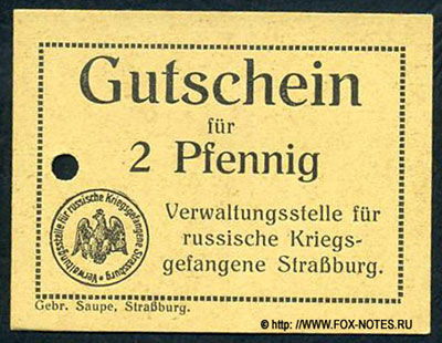 Verwaltungsstelle für russische Kriegsgefangene, Strassburg (Elsass) 2 pfennig