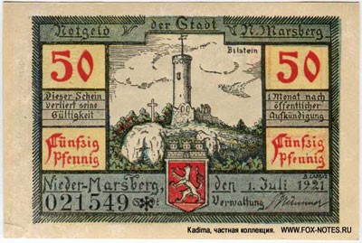 Stadt Nieder-Marsberg 50 pfennig notgeld