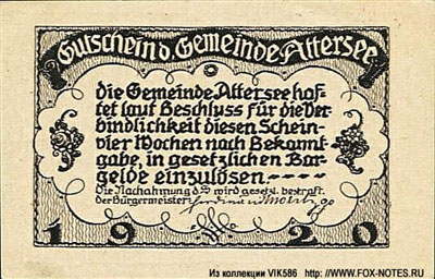 Gemeinde Attersee Gutschein / Notgeld