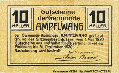 Gemeinde Ampflwang notgeld
