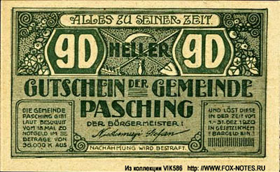 Gemeinde Pasching 90 heller notgeld