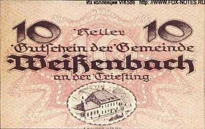 Gemeinde Weissenbach an der Triesting  10 heller notgeld