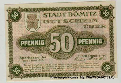 Sparkasse Dömitz 50 pfennig notgeld