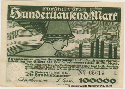 Stadt Bergisch Gladbach 100000 mark 1923