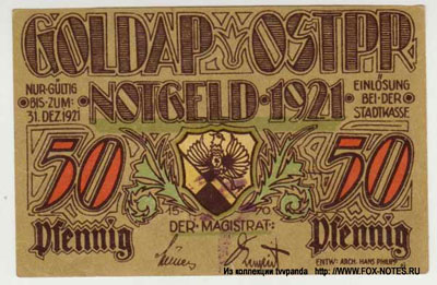Stadt Goldap notgeld 1921