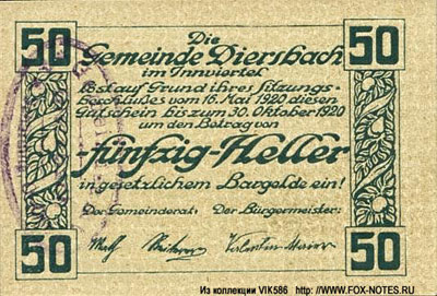 Gemeinde Deutsch-Wagram 50 Heller 1920 Notgeld