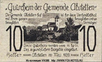 Gemeinde Abstetten 10 heller 1920