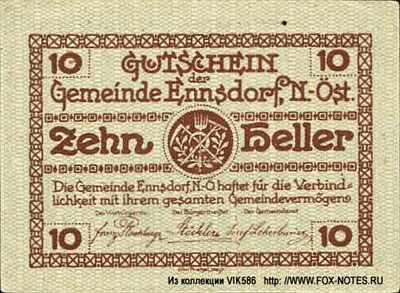 Gemeinde Ennsdorf  10 Heller Notgeld 1920