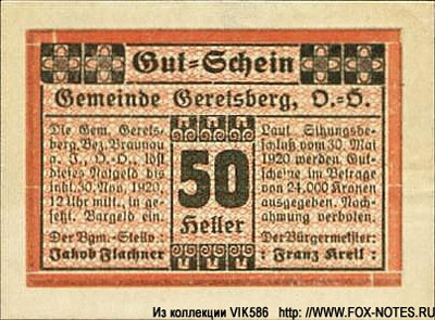 Gemeinde Geretsberg 50 heller notgeld