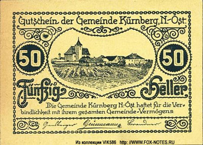 Gemeinde Kürnberg 50 heller notgeld