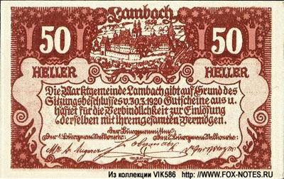 Gemeinde Lambach  10 heller notgeld