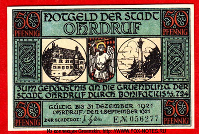 Notgeld der Stadt Ohrdruf. 1. September 1921. 50 pfennig