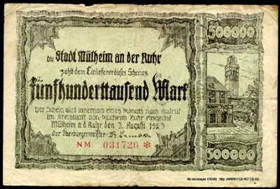 Stadt Mülheim an der Ruhr 500000 mark 1923