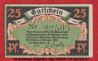 Sankt Tönis 25 Pfennig 1920 Notgeld