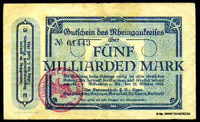 Kreisausschuss Rheingaukreis 5 milliarden mark 1923