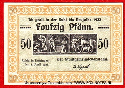 Stadt Ruhla 50 Pfennig 1921 notgeld