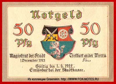 Stadt Treffurt 50 Pfennig notgeld 1921